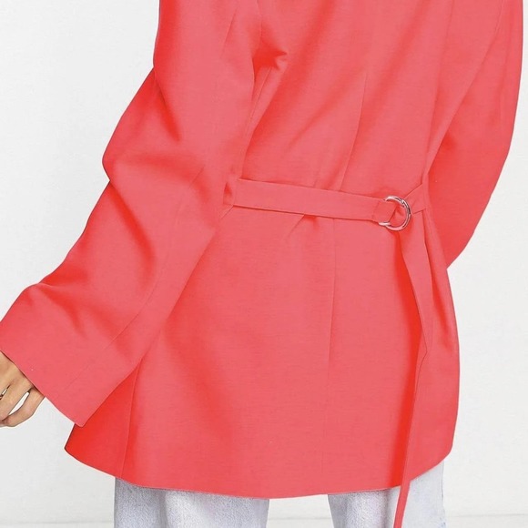 ASOS  NWOT $93  Oversized Grandad Blazer in Fluro Orange Size 8 - Picture 8 of 13